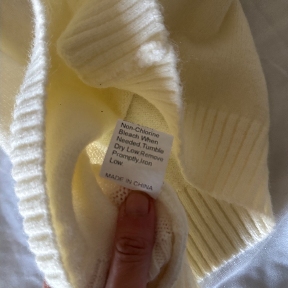 Cream Off The Shoulder Cowl Neck Sweater Ivory Oversized Cozy Knit Small - Picture 8 of 15